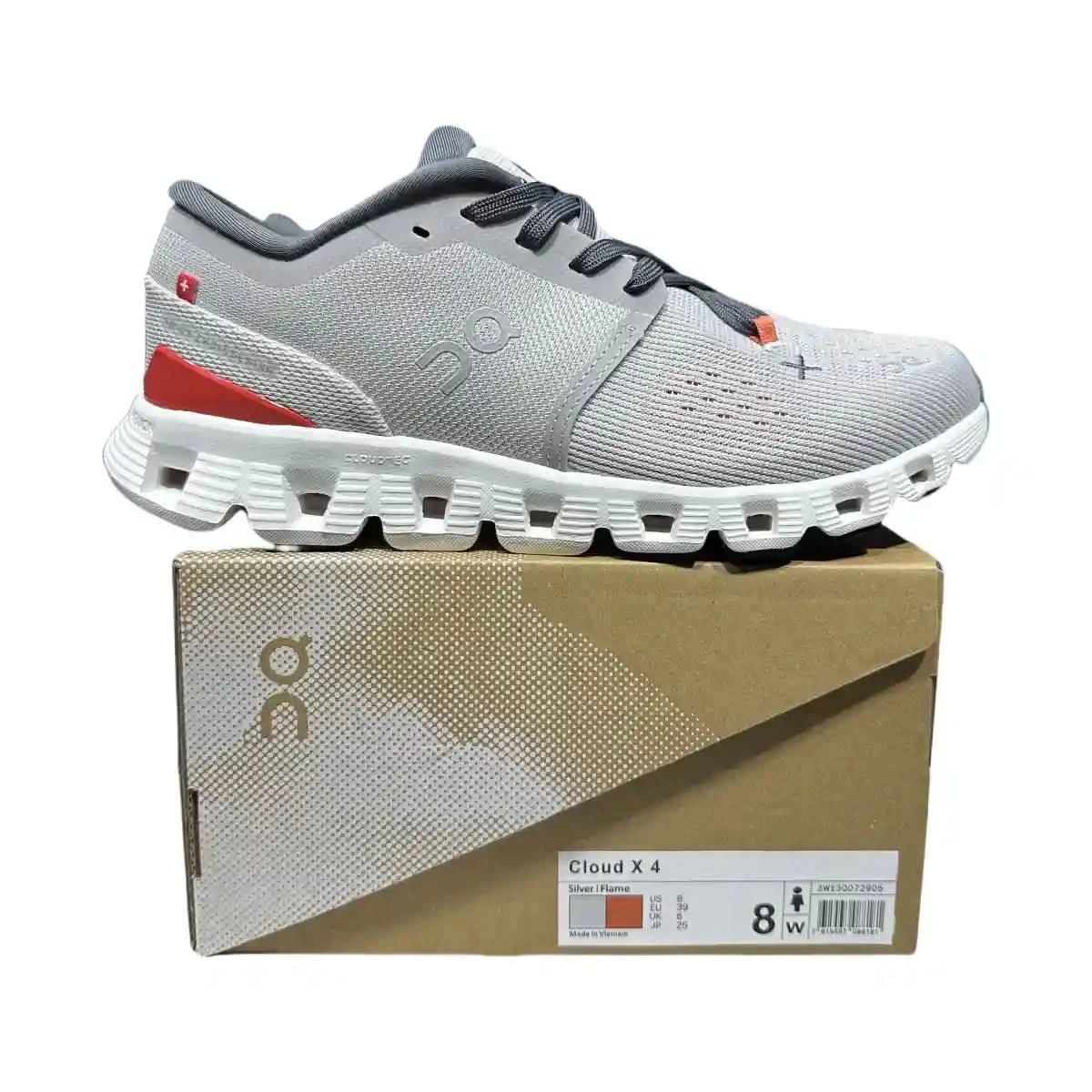 On Cloud X4 Women’s Silver/Orange - Red - Onsrunners