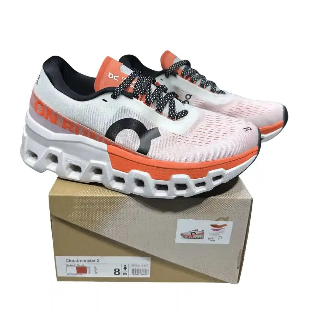 On Cloudmonster 2 Men's White/Tangerine Red - Onsrunners